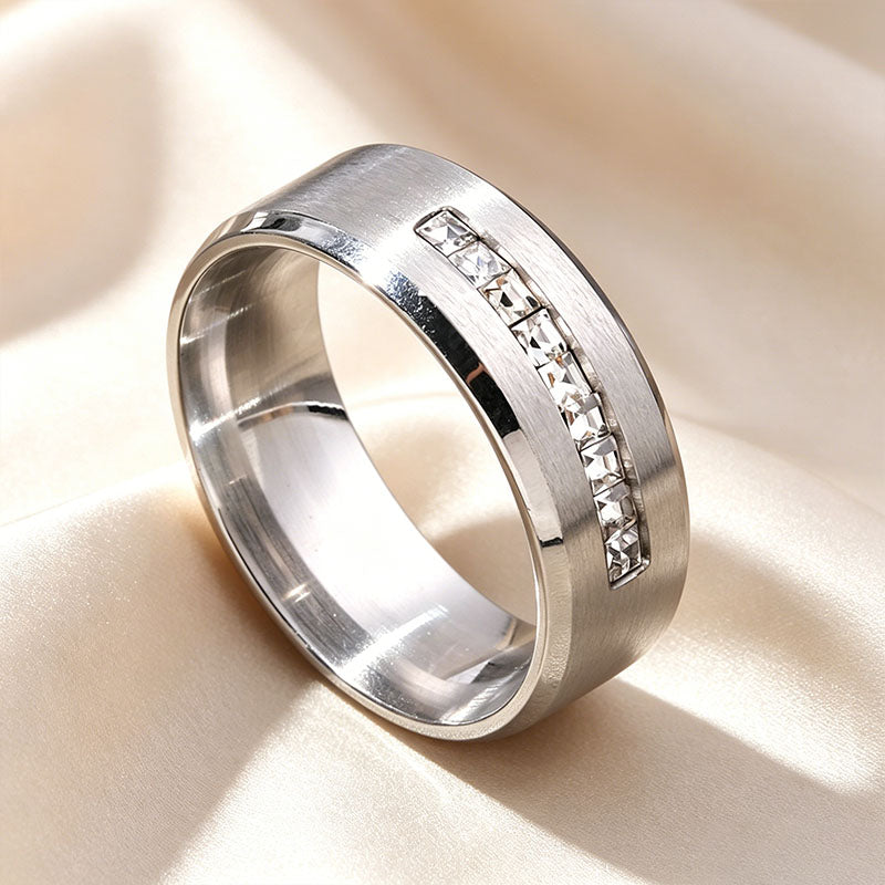Brushed-Finish Inlaid Ring