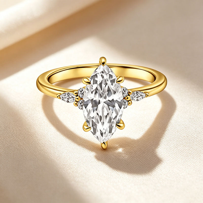 Marquise Stone V-Shaped Band Ring Set