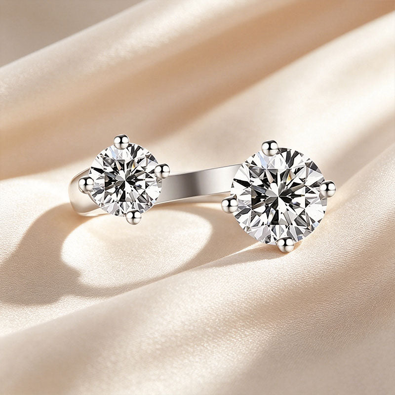 Two Stone Open Cuff Toi et Moi Ring