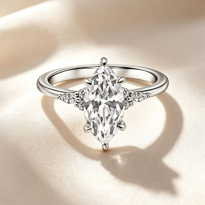 Marquise Stone V-Shaped Band Ring Set