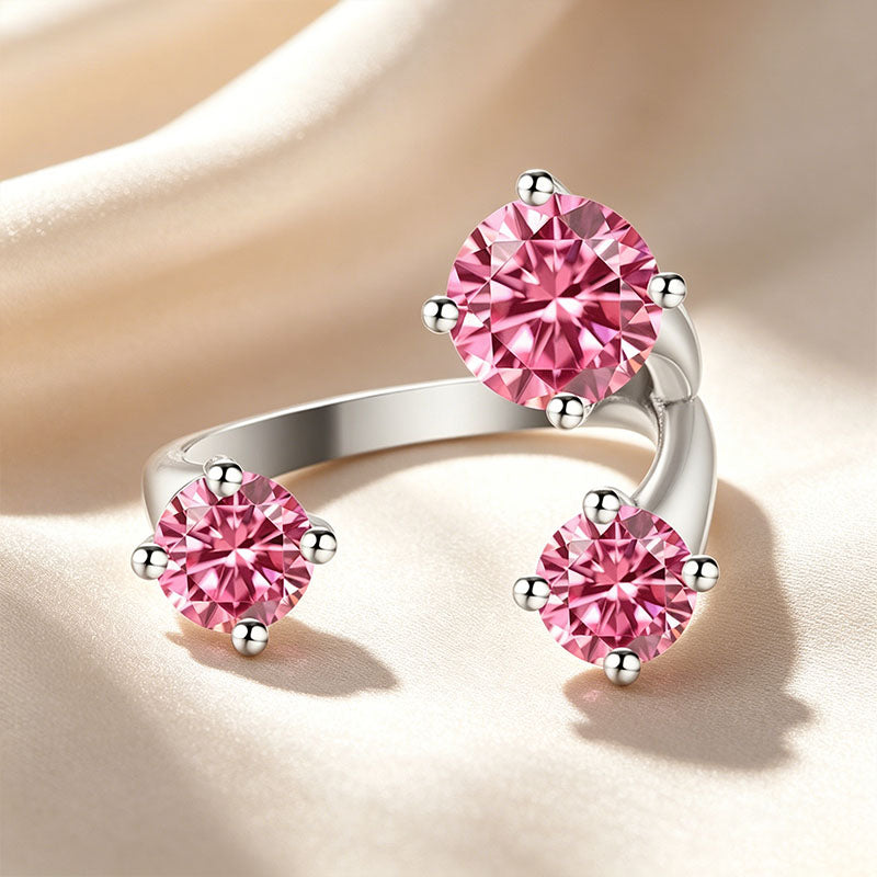 Three Stone Asymmetrical Open Ring