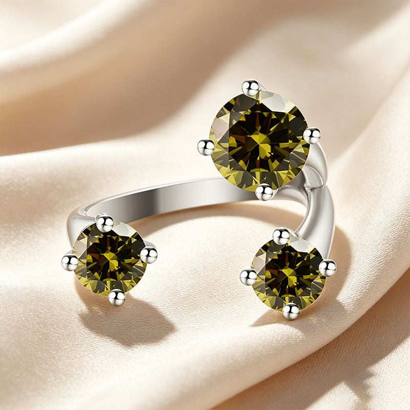 Three Stone Asymmetrical Open Ring