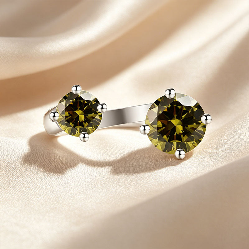 Two Stone Open Cuff Toi et Moi Ring