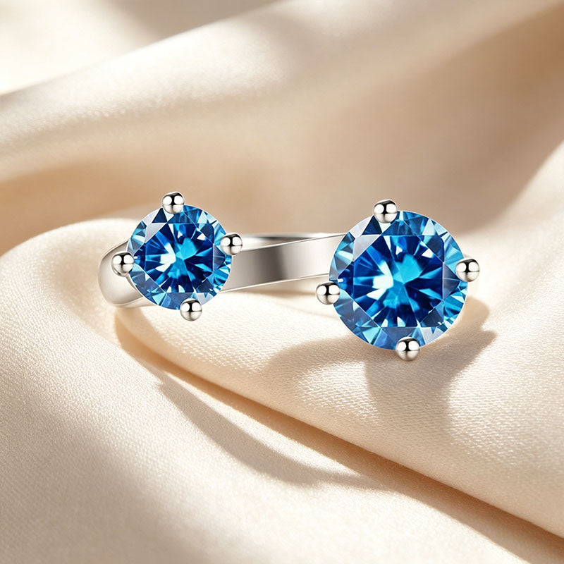 Two Stone Open Cuff Toi et Moi Ring