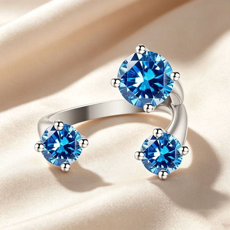 Three Stone Asymmetrical Open Ring