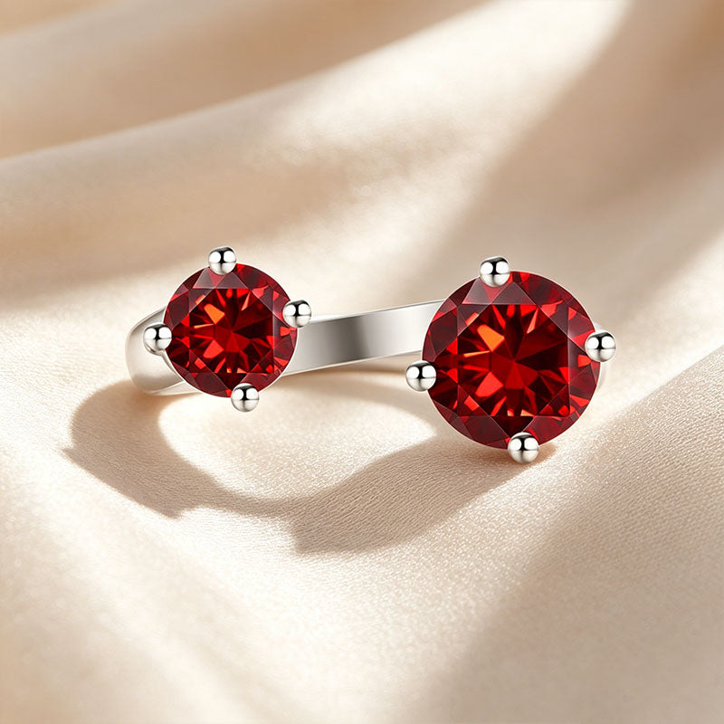 Two Stone Open Cuff Toi et Moi Ring