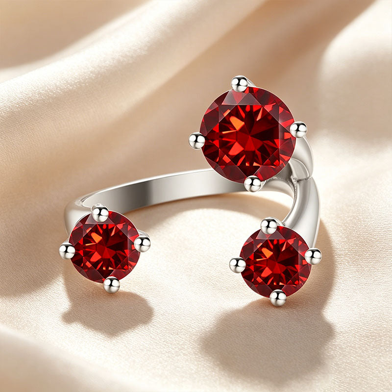 Three Stone Asymmetrical Open Ring
