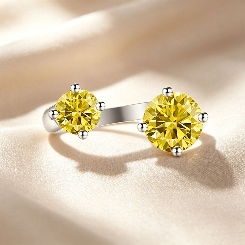 Two Stone Open Cuff Toi et Moi Ring