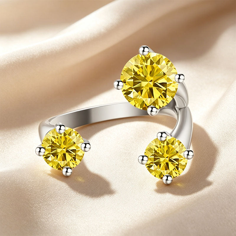 Three Stone Asymmetrical Open Ring