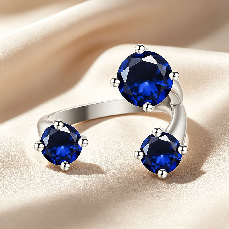 Three Stone Asymmetrical Open Ring