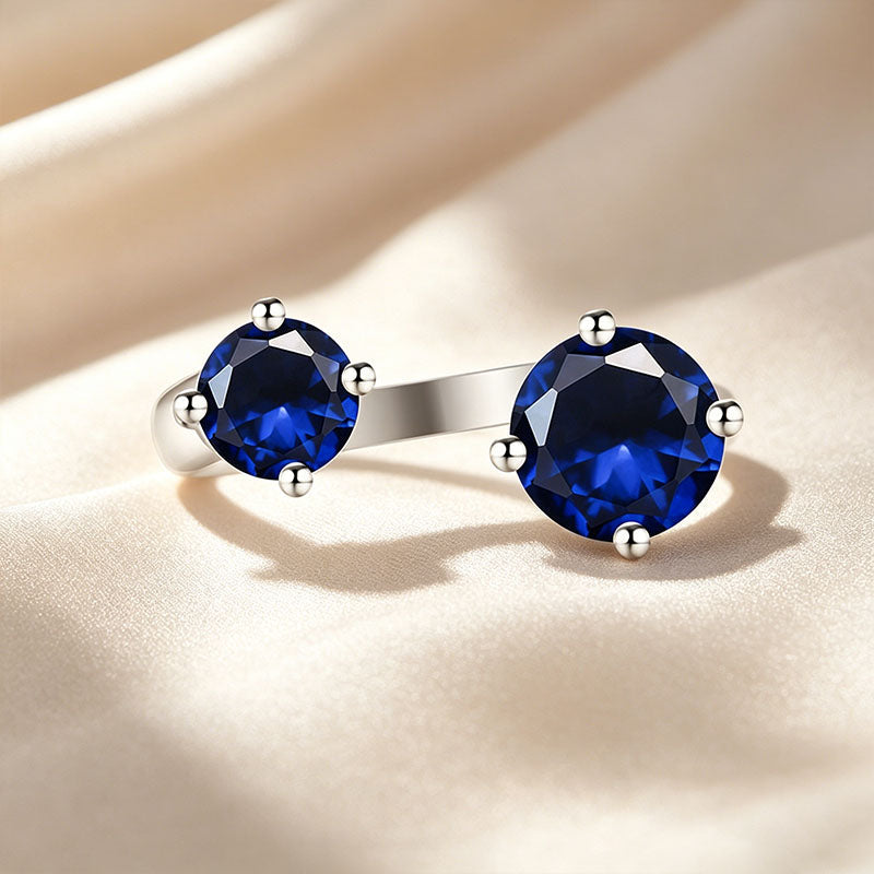 Two Stone Open Cuff Toi et Moi Ring