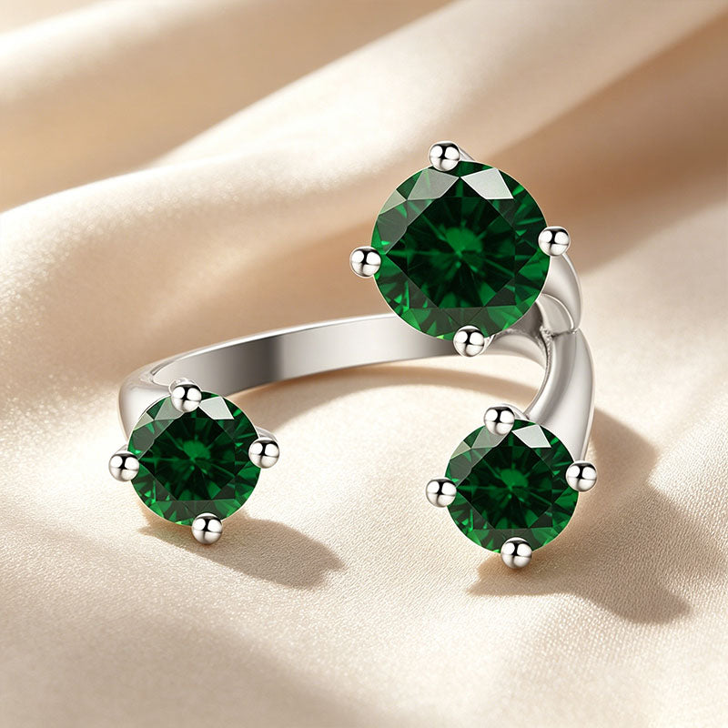 Three Stone Asymmetrical Open Ring