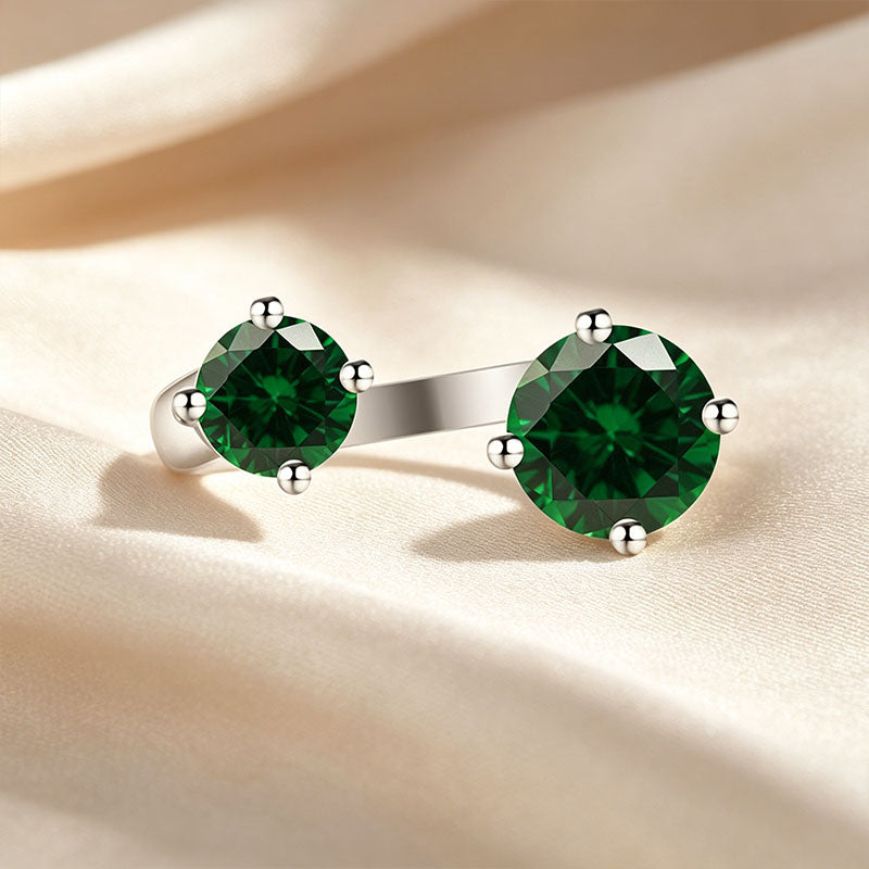 Two Stone Open Cuff Toi et Moi Ring