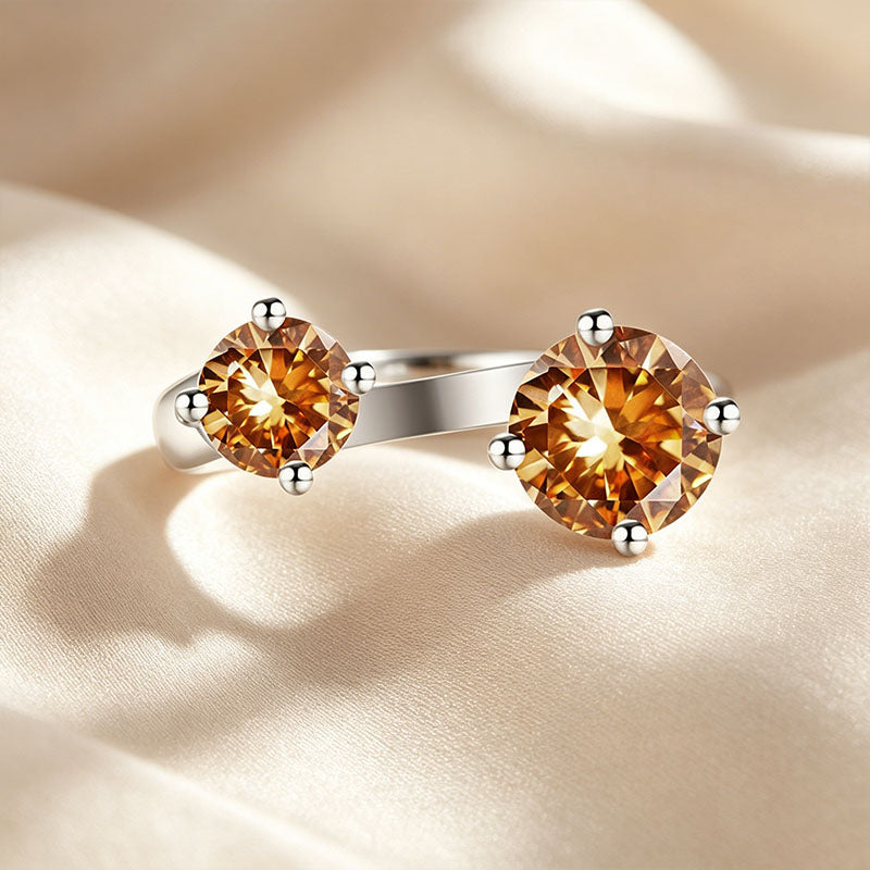 Two Stone Open Cuff Toi et Moi Ring