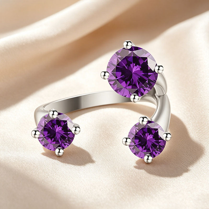 Three Stone Asymmetrical Open Ring