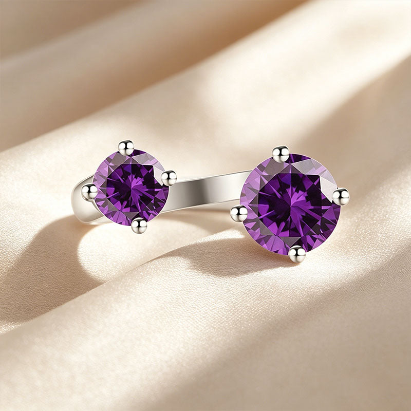 Two Stone Open Cuff Toi et Moi Ring