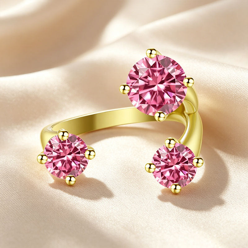 Three Stone Asymmetrical Open Ring