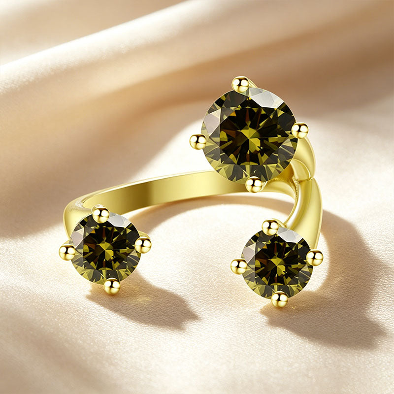 Three Stone Asymmetrical Open Ring