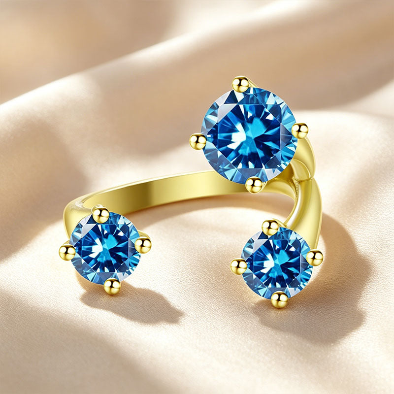 Three Stone Asymmetrical Open Ring