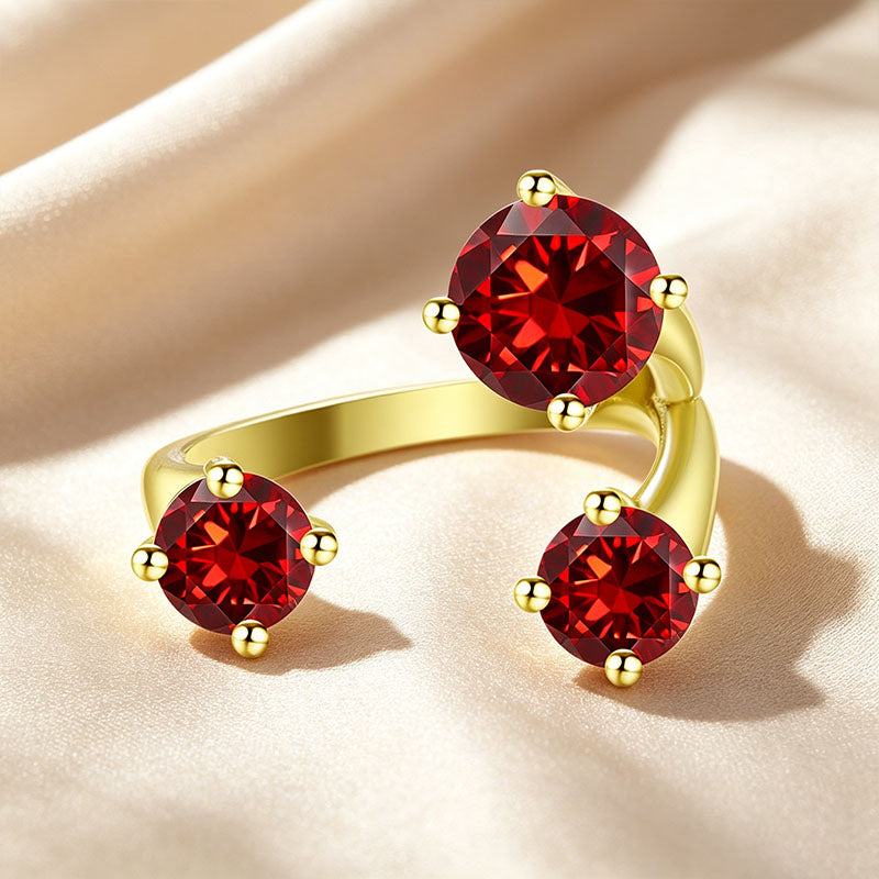 Three Stone Asymmetrical Open Ring