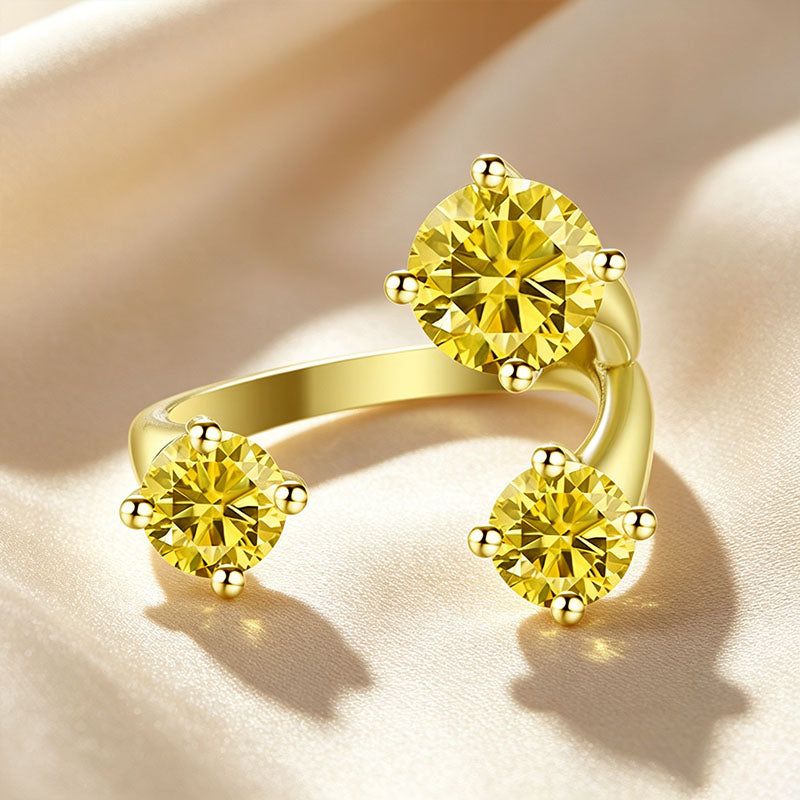 Three Stone Asymmetrical Open Ring