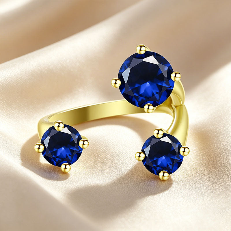 Three Stone Asymmetrical Open Ring