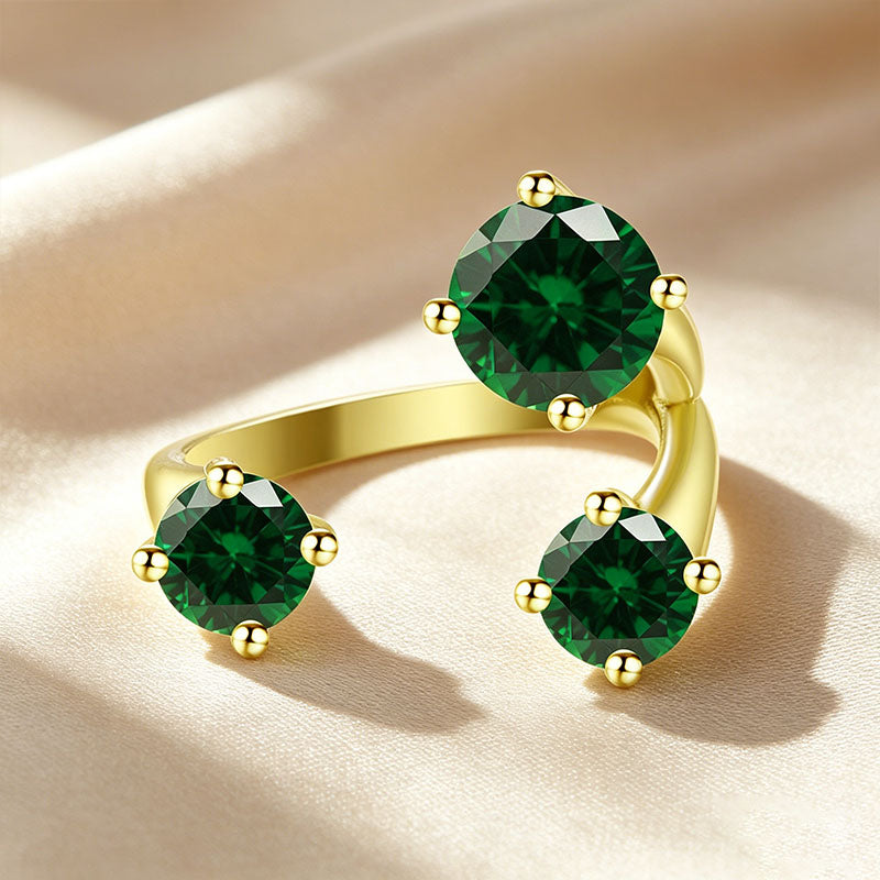Three Stone Asymmetrical Open Ring