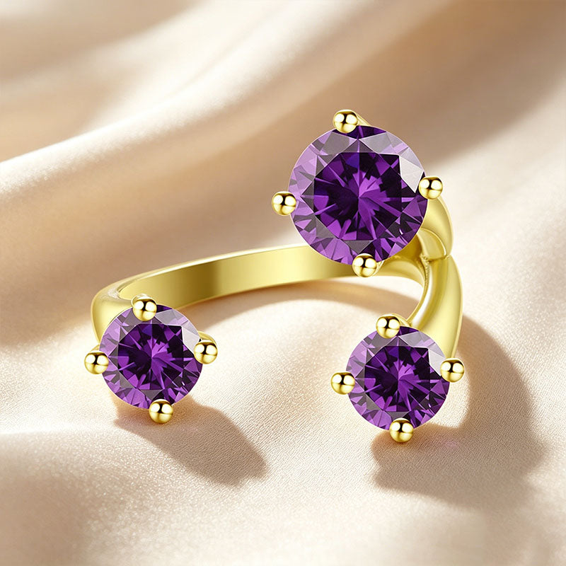 Three Stone Asymmetrical Open Ring