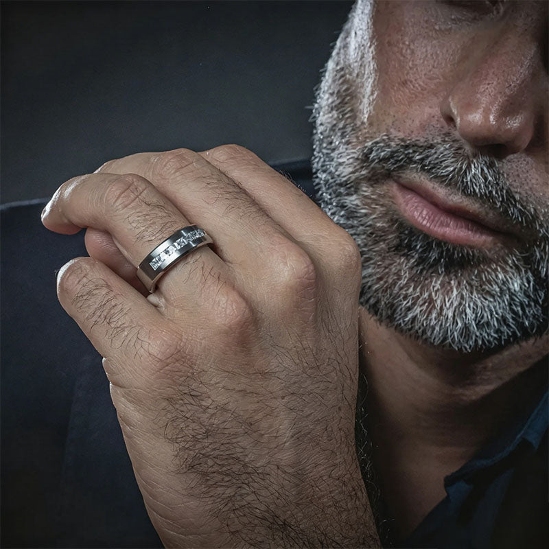 Brushed-Finish Inlaid Ring