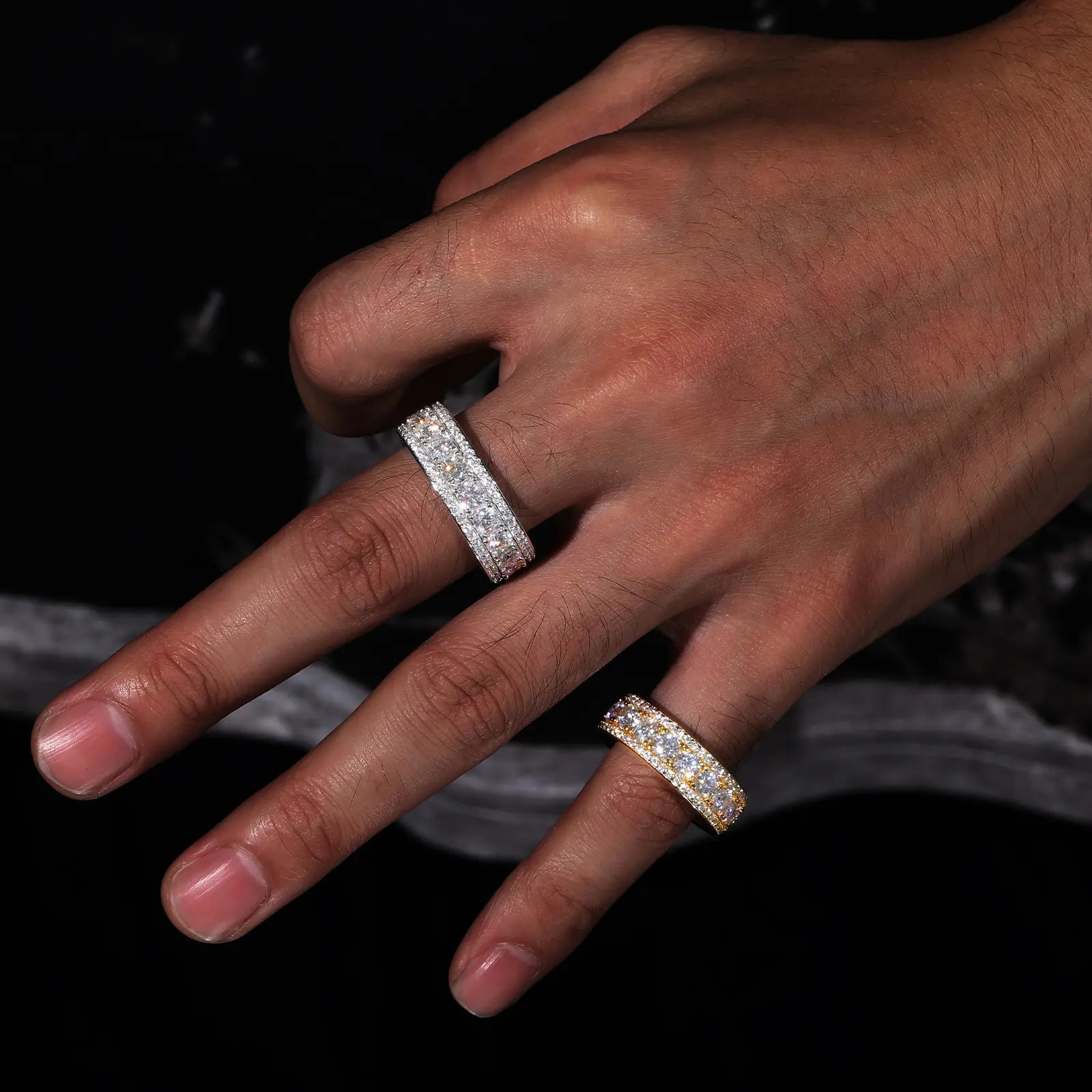 Three-Row Full Paved Moissanite Eternity Ring