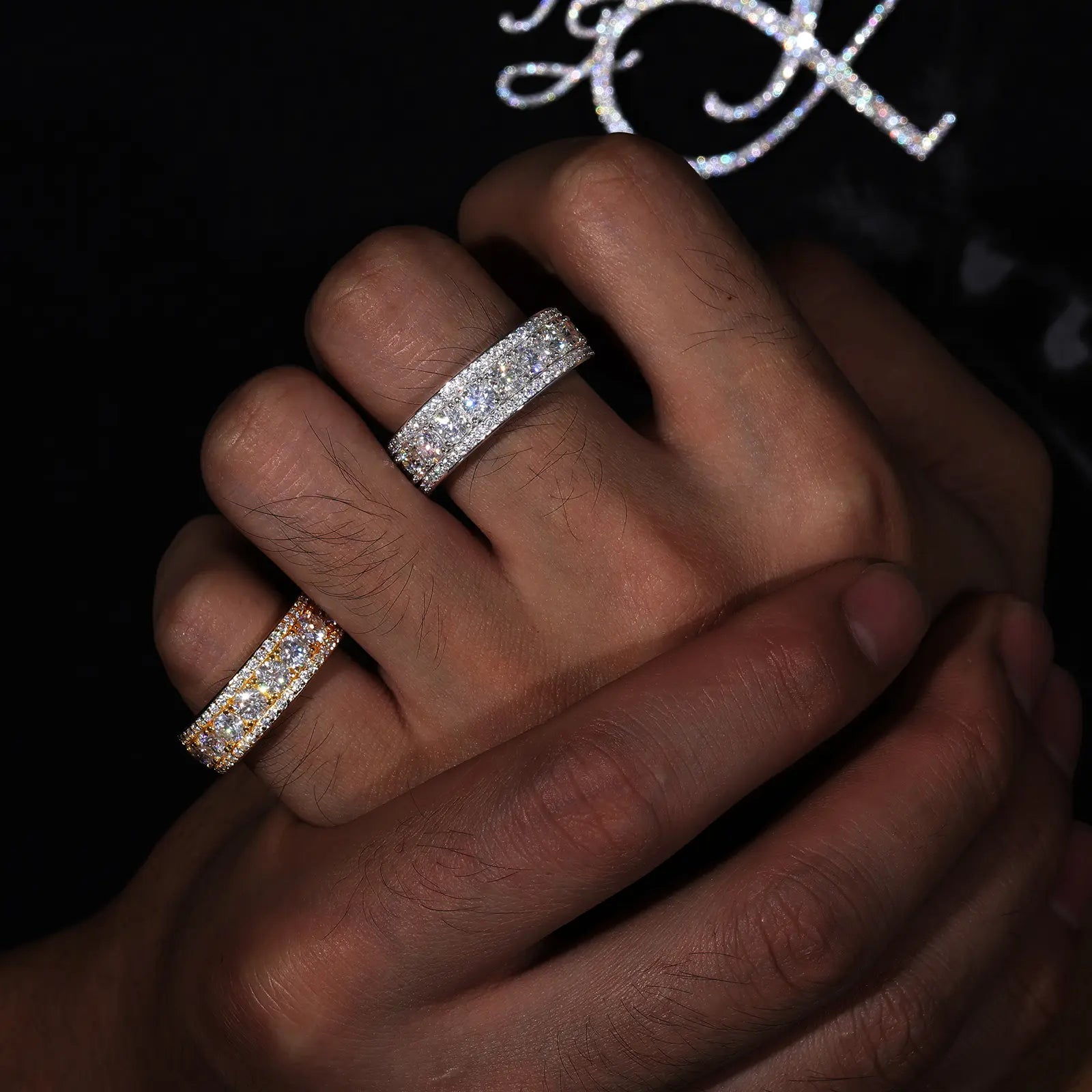 Three-Row Full Paved Moissanite Eternity Ring