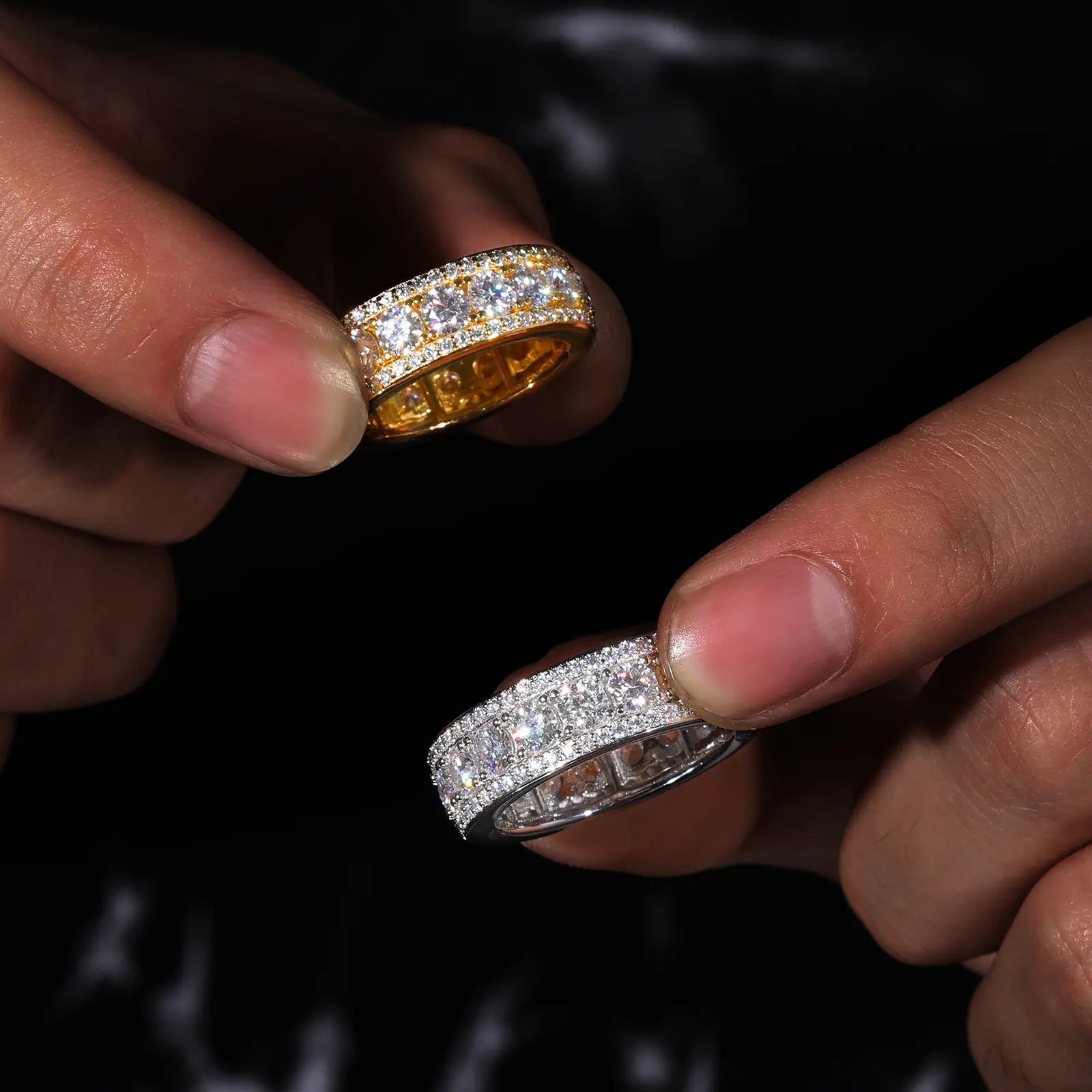 Three-Row Full Paved Moissanite Eternity Ring