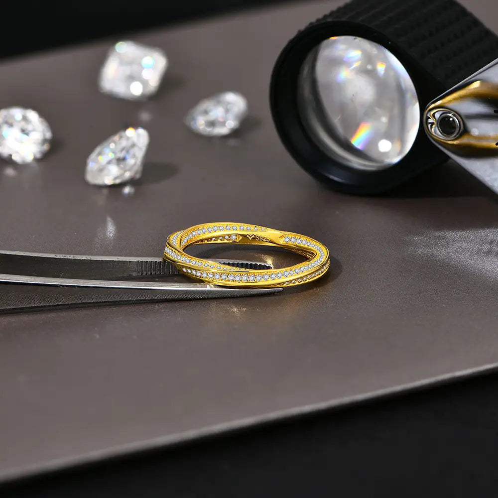 Twisted Intertwined Moissanite Band Ring