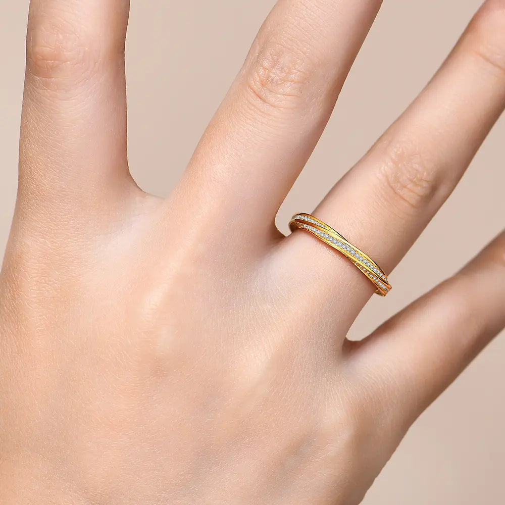 Twisted Intertwined Moissanite Band Ring
