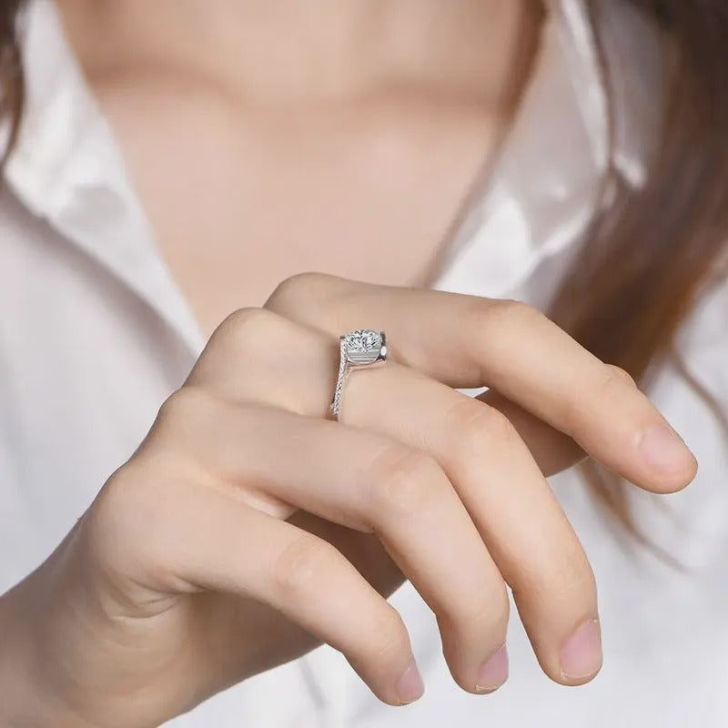 Square Bezel Set Moissanite Ring