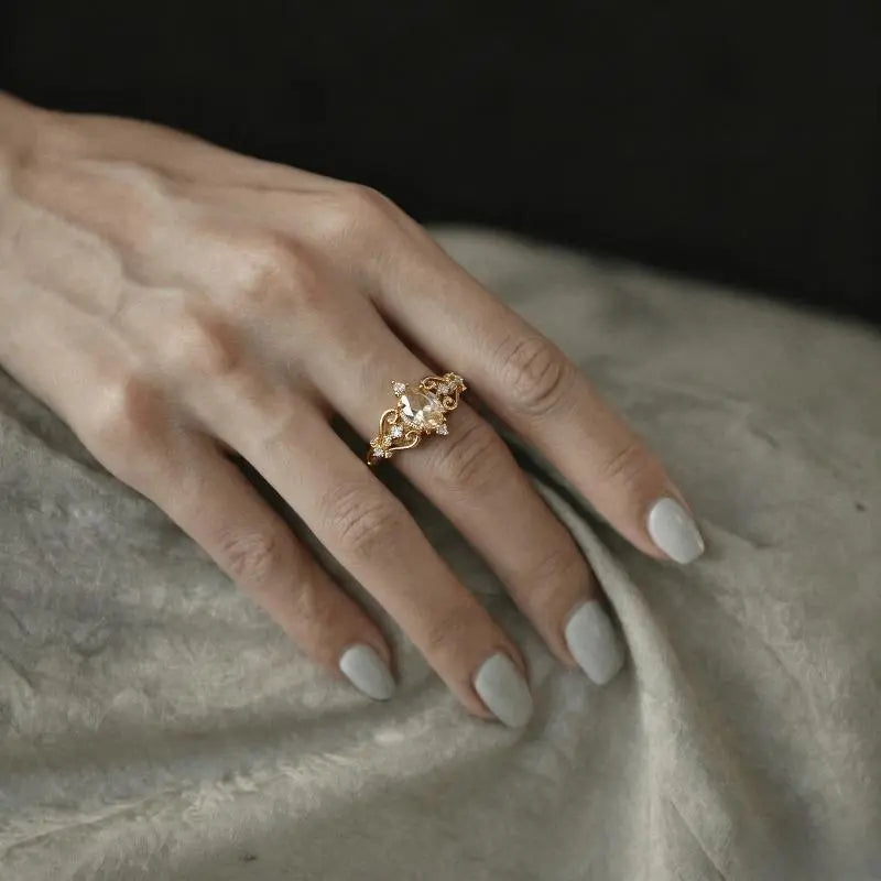 Oval Champagne Vintage Filigree Ring