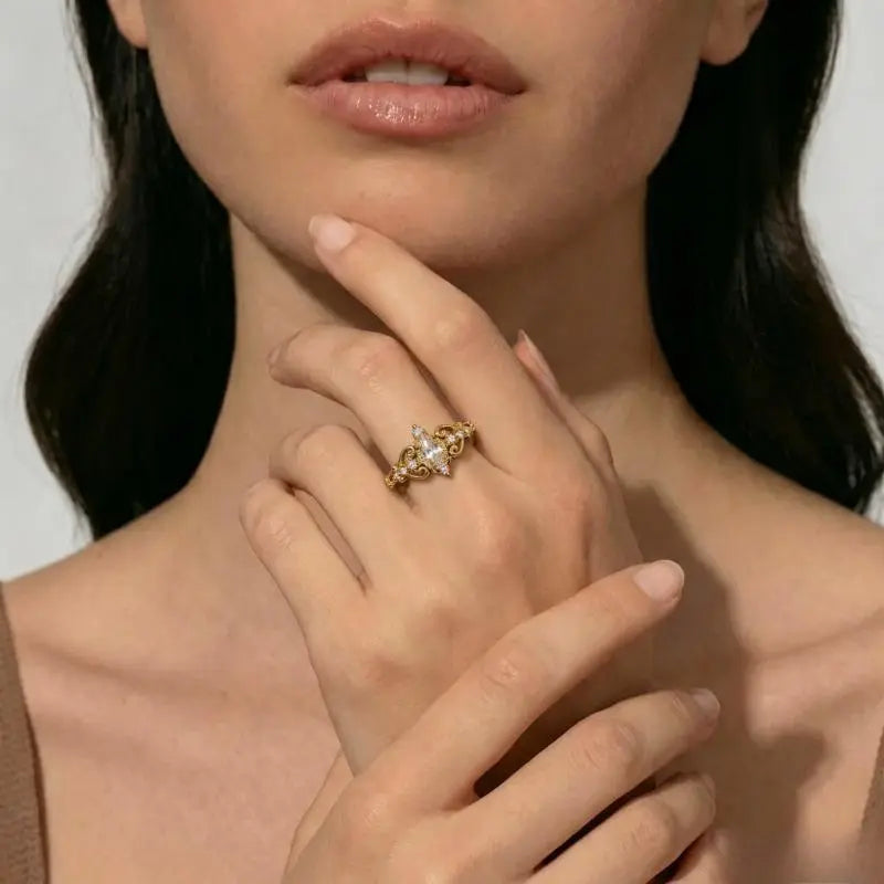 Oval Champagne Vintage Filigree Ring