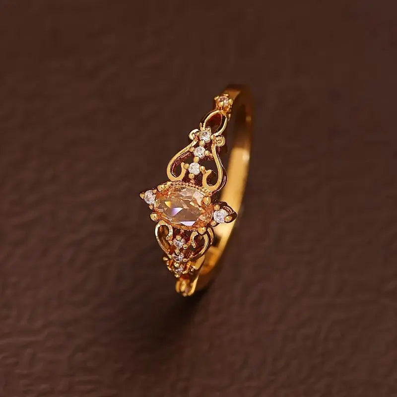 Oval Champagne Vintage Filigree Ring