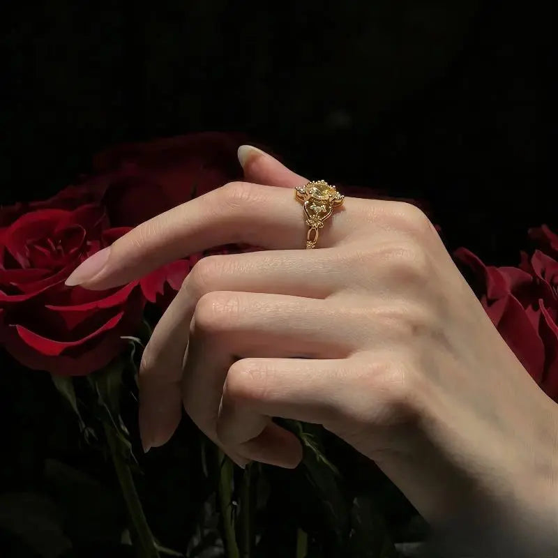 Oval Champagne Vintage Filigree Ring