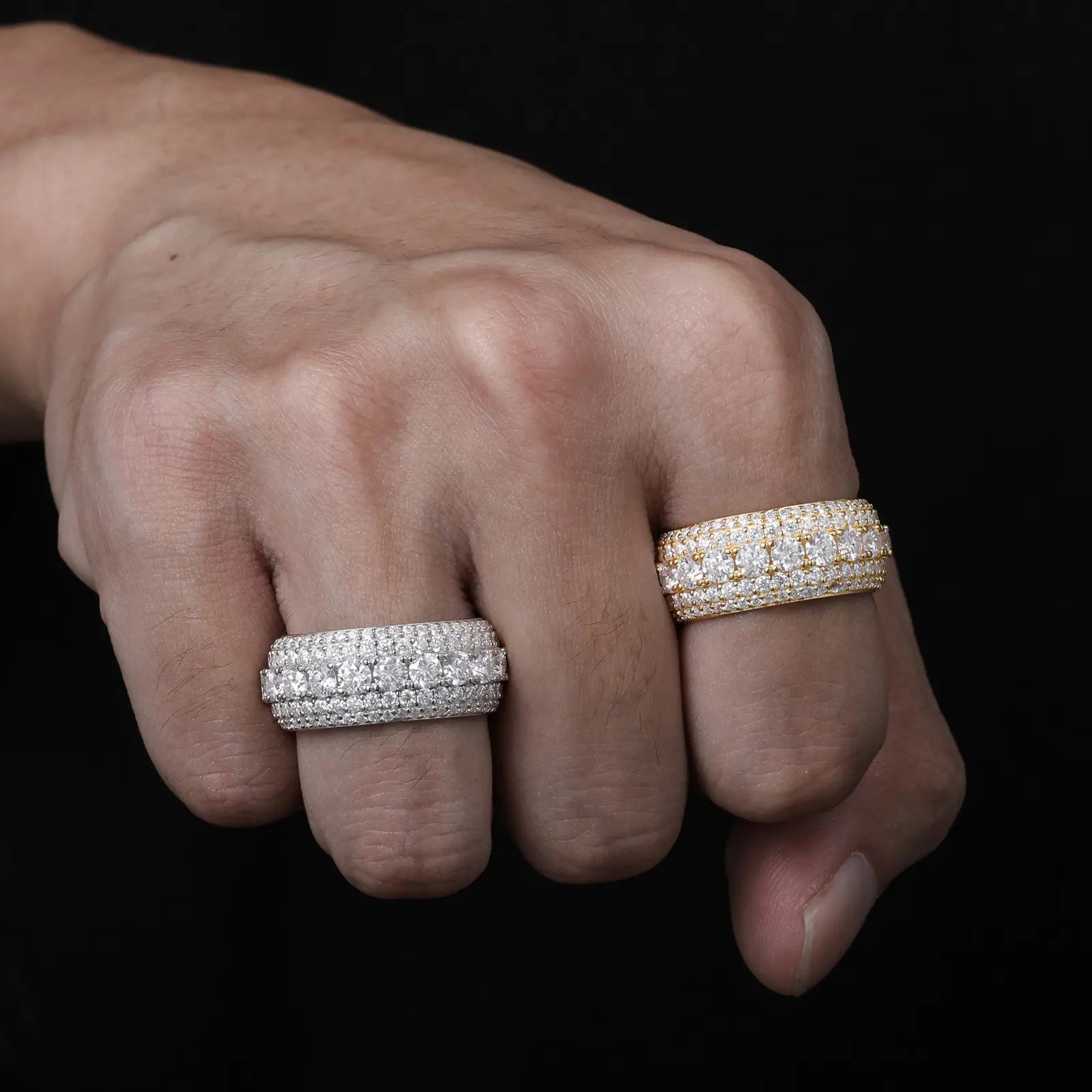 Wide Multi-Row Full Paved Moissanite Eternity Band Ring