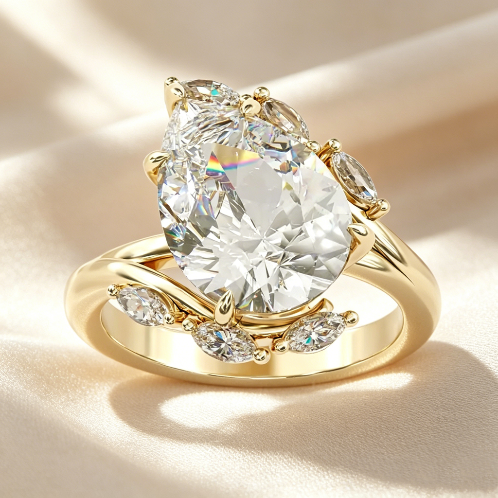 Pear-Shaped Cut Moissanite Ring