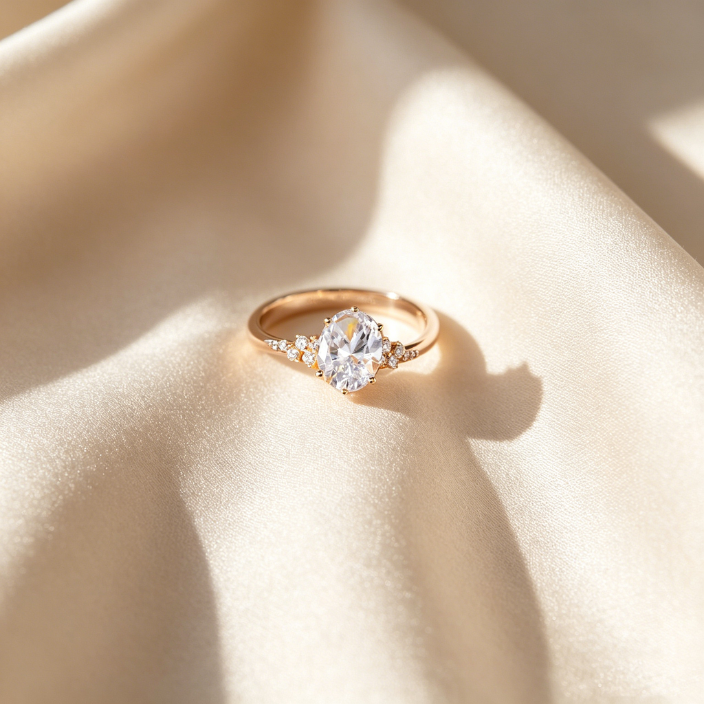 Luxurious Minimalist Sparkling Moissanite Ring