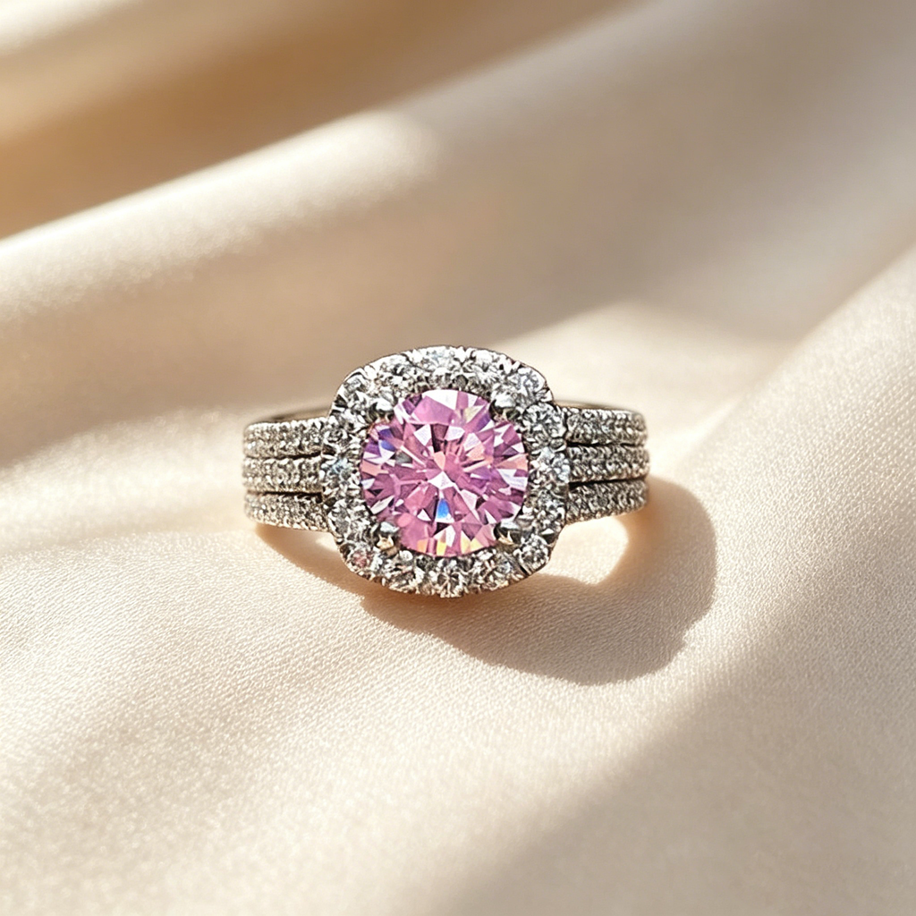 Triple Pavé Halo Ring