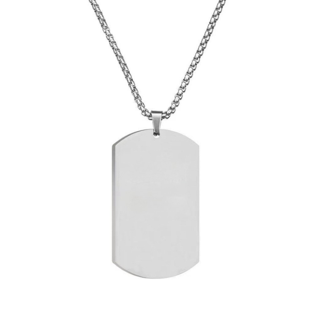 Essential Tag Necklace | White Gold