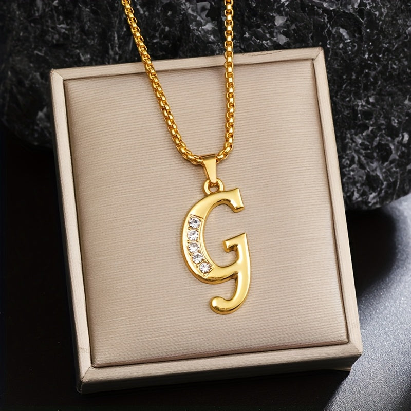 Crystal Accent Initial Necklace | Gold