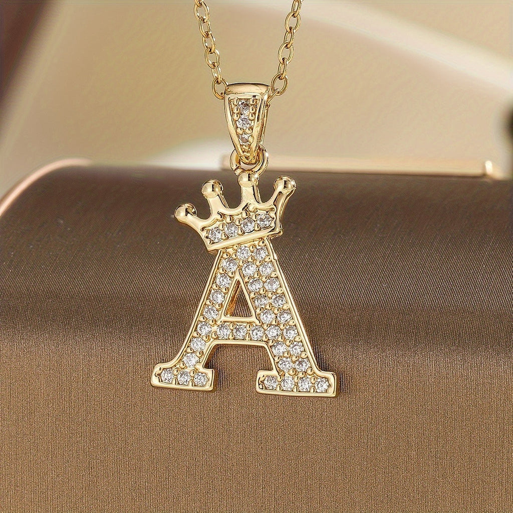 Initial Crown Necklace | Gold
