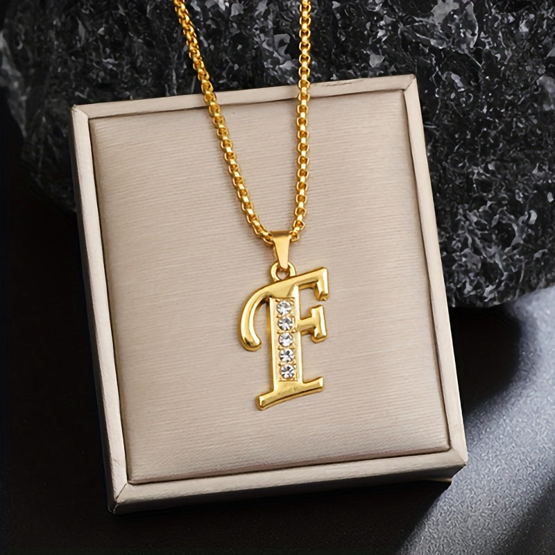 Crystal Accent Initial Necklace | Gold