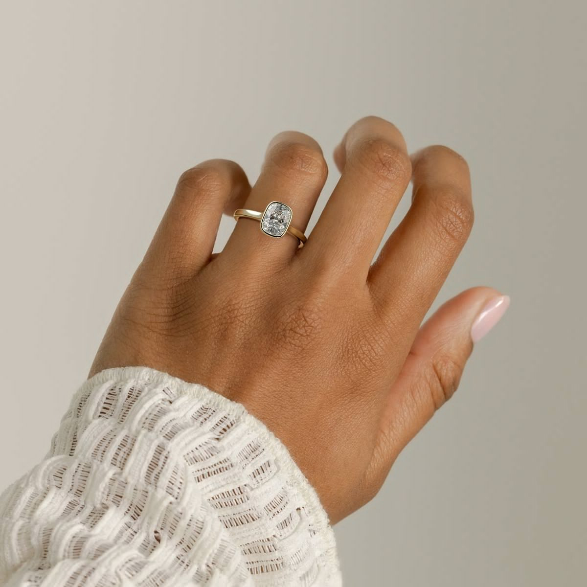 Cushion Iced Bezel Solitaire Ring