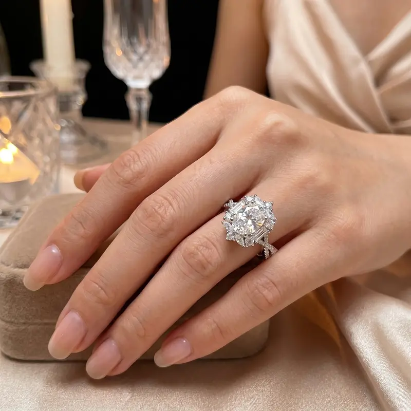 Oval Center Stone Halo Crown Engagement Ring