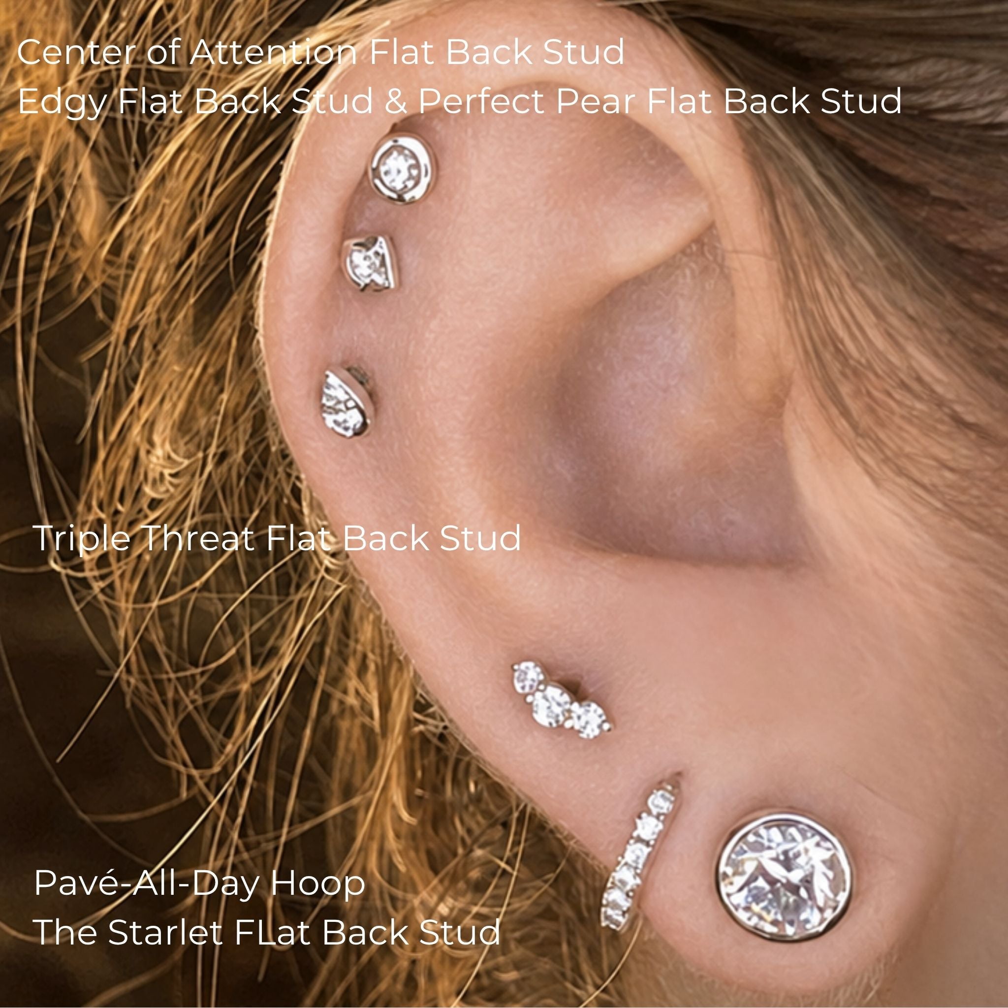 Triple-Threat Diamond Flat Back Stud
